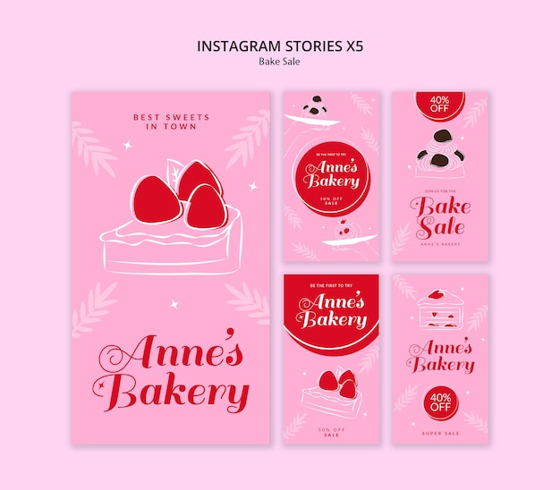 Venta de horneado plantilla de historias de instagram triples