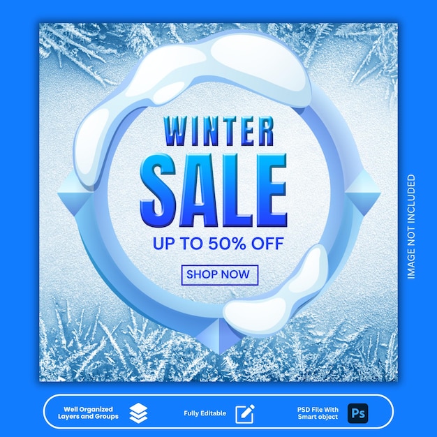 Venta de Invierno Medios Sociales y Diseño de plantillas de publicaciones de Instagram