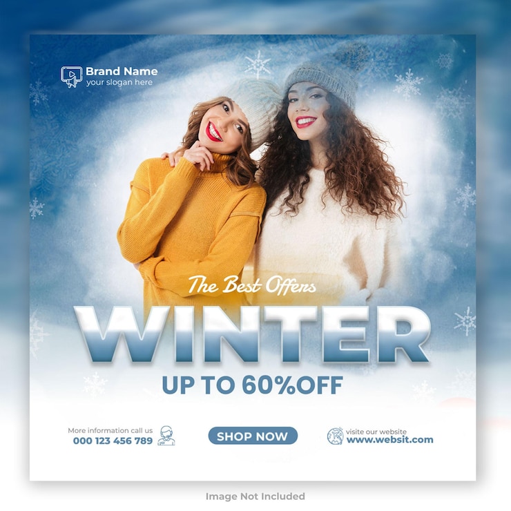 PSD venta de invierno de las redes sociales plantilla plaza post