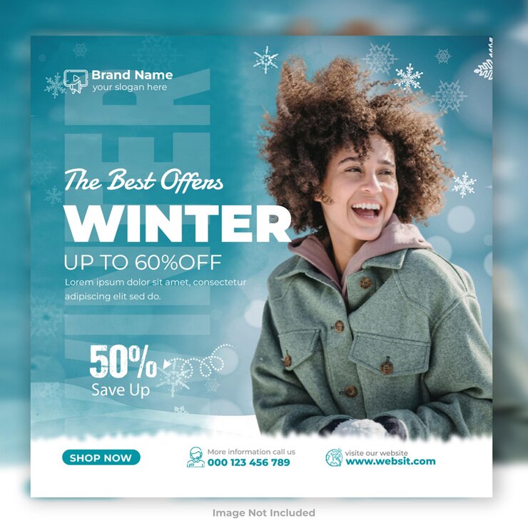 PSD venta de invierno de las redes sociales plantilla plaza post