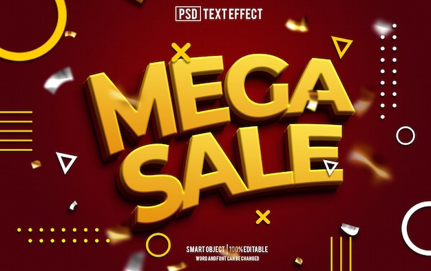 PSD venta mega efecto de texto fuente editable tipografía texto 3d