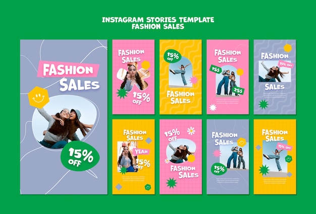 Venta de moda y colección de historias de Instagram