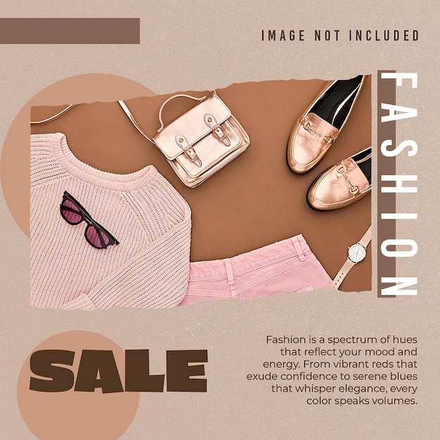 PSD venta de moda en el diseño de fondo marrón plantilla de publicación de instagram
