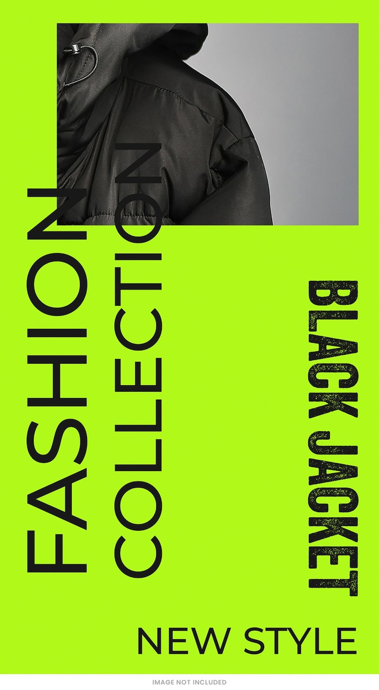PSD venta de moda negra historias de instagram plantilla diseño de psd banner de redes sociales tema verde neón venta