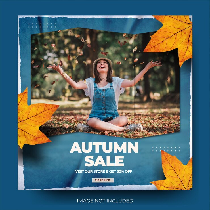 Venta de moda de otoño azul Instagram Publicación de redes sociales Feed