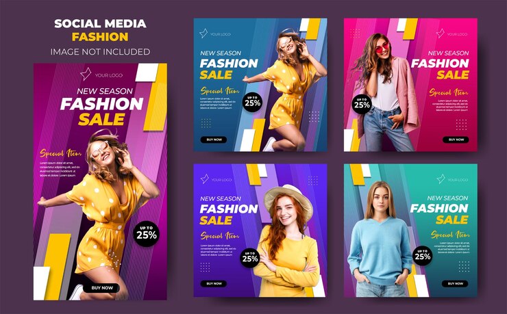 Venta de moda vibrante establece publicación en redes sociales de instagram