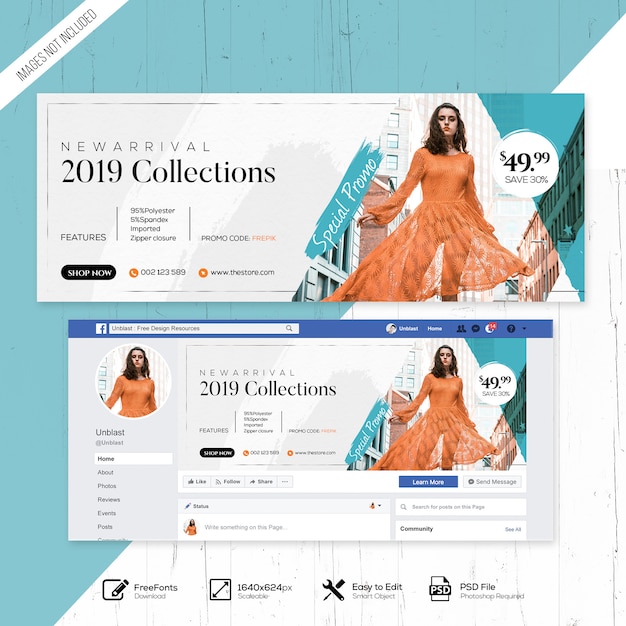 PSD venta de moda web redes sociales facebook