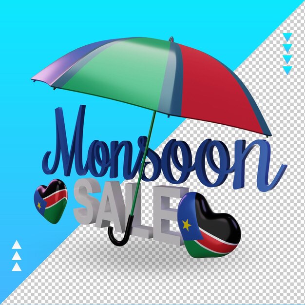 PSD venta de monzón 3d bandera de sudán del sur que representa la vista derecha