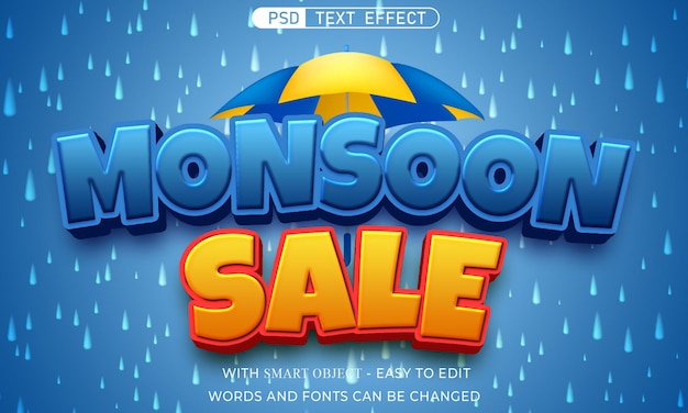 Venta de monzón efecto de texto estilo 3D