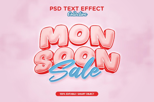 venta de monzones efecto de texto psd