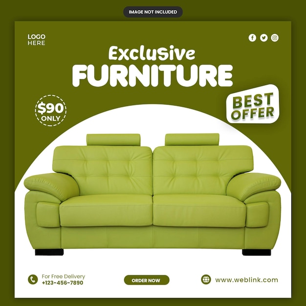 Venta de muebles banner de redes sociales o plantilla de publicación de instagram de venta de productos