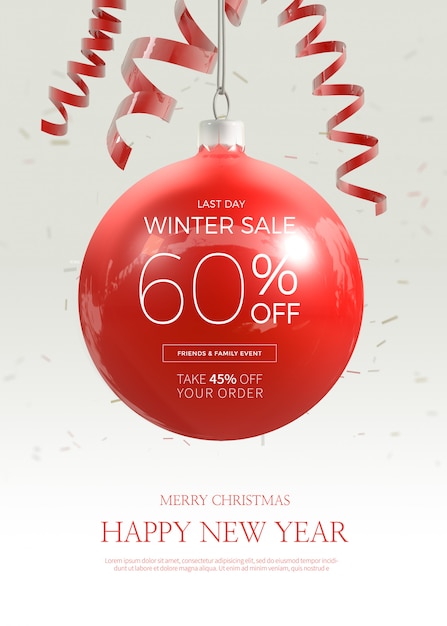 Venta de Navidad banner vertical o plantilla de póster
