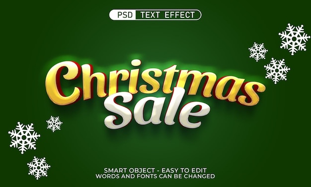 PSD venta de navidad efecto de texto estilo 3d