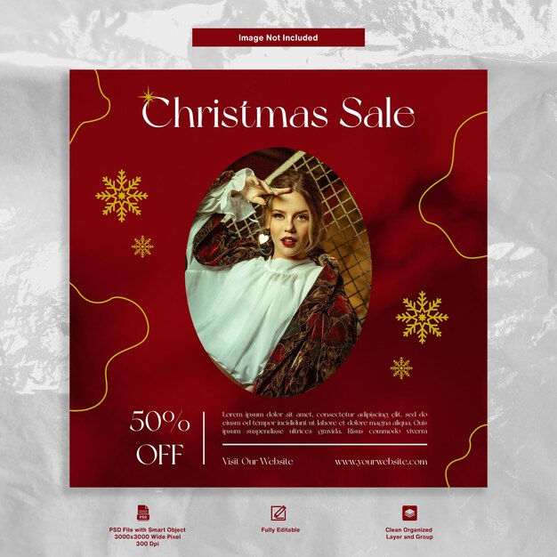 Venta de Navidad Maroon Luxury Women Fashion Promoción Instagram Post Plantilla de redes sociales