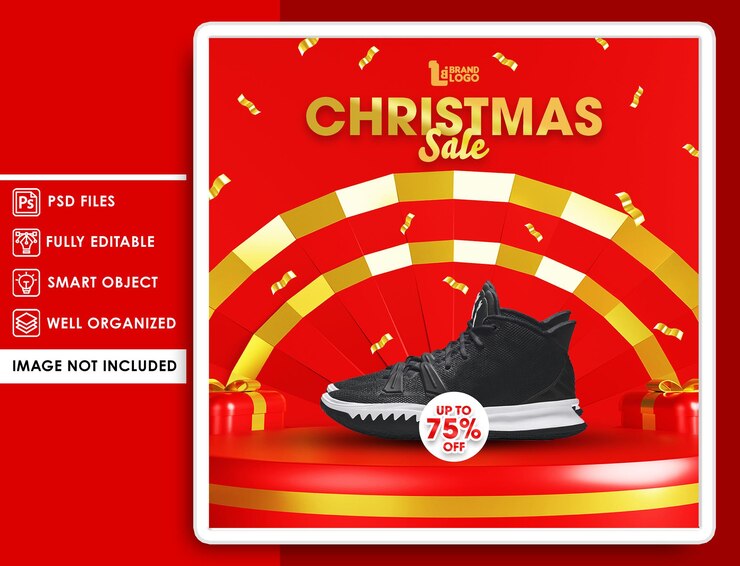 PSD venta de navidad plantilla de cartel y pancarta de estilo 3d