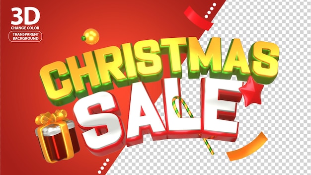 Venta de Navidad Renderizado en 3D con fondo transparente