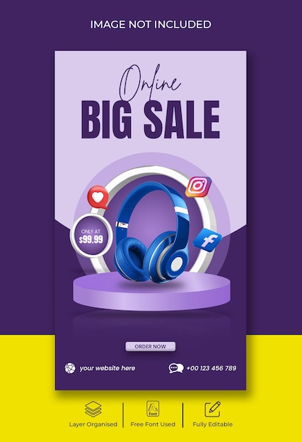 Venta de productos Historia de Instagram y publicación en redes sociales Plantilla promocional de estilo 3d creativo