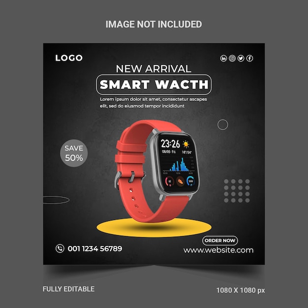 Venta de productos de reloj inteligente PSD Publicación en redes sociales de Instagram