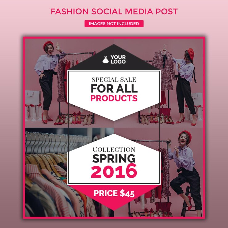 Venta de ropa de moda diseño de plantilla de publicación en las redes sociales