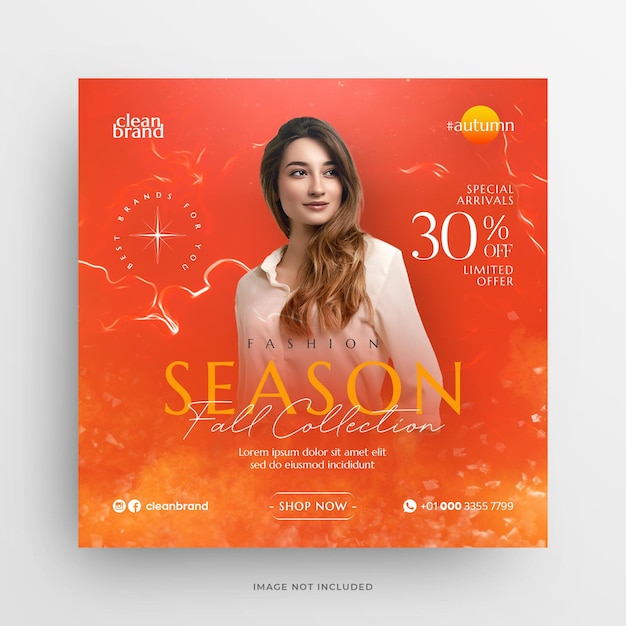 PSD venta de la temporada de moda para el diseño de publicaciones en redes sociales o banners web