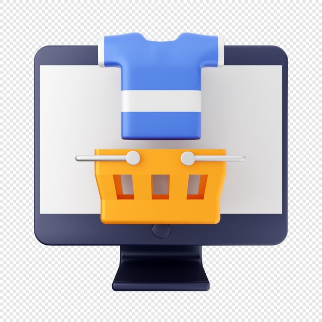 Venta de tiendas en línea en 3D Icon de comercio electrónico Ilustración de renderización