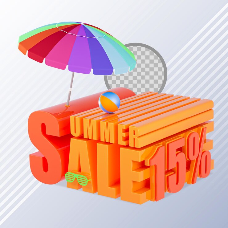 PSD venta de verano 15 por ciento de descuento tienda en línea render 3d realista psd premium