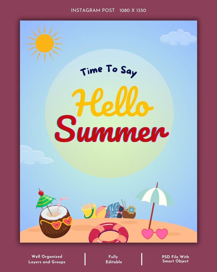 PSD venta de verano de carteles de redes sociales y plantillas de publicaciones de instagram