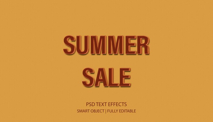 PSD venta de verano de efectos de texto 3d con premium