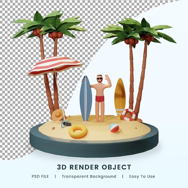 Venta de verano de render 3d con personaje de personas Premium Psd