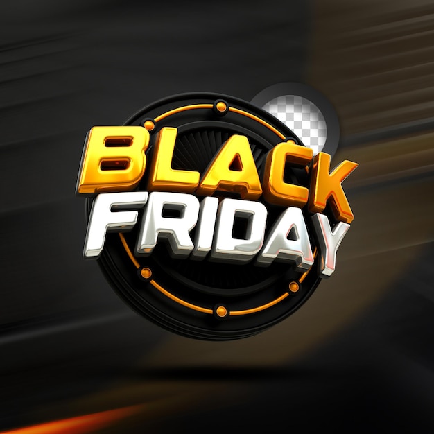 Venta de viernes negro efecto de estilo de texto en 3D Diseño de etiquetas sello en 3D Renderización realista en 3D