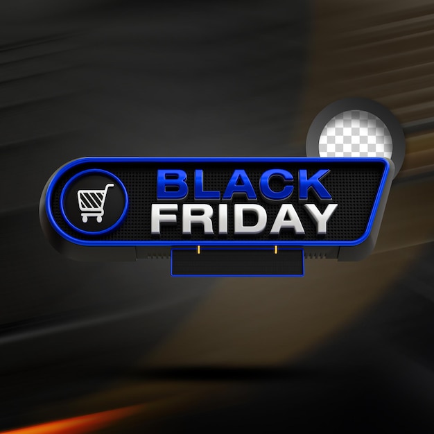 Venta de viernes negro efecto de estilo de texto en 3D Diseño de etiquetas sello en 3D Renderización realista en 3D