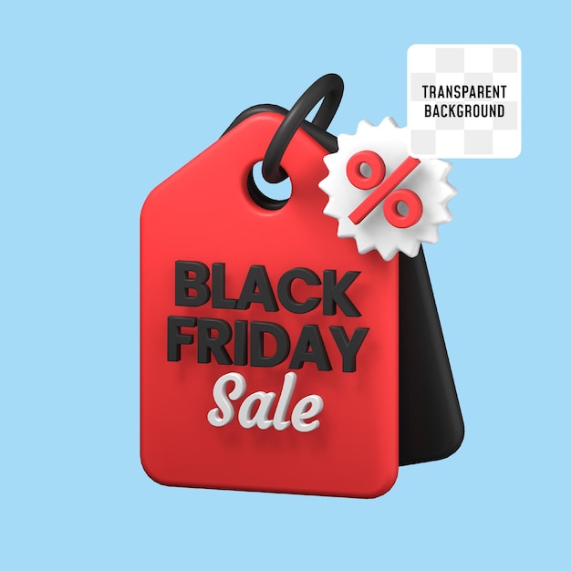 venta de viernes negro etiqueta de precio promoción de descuento diseño de ilustración de icono 3D
