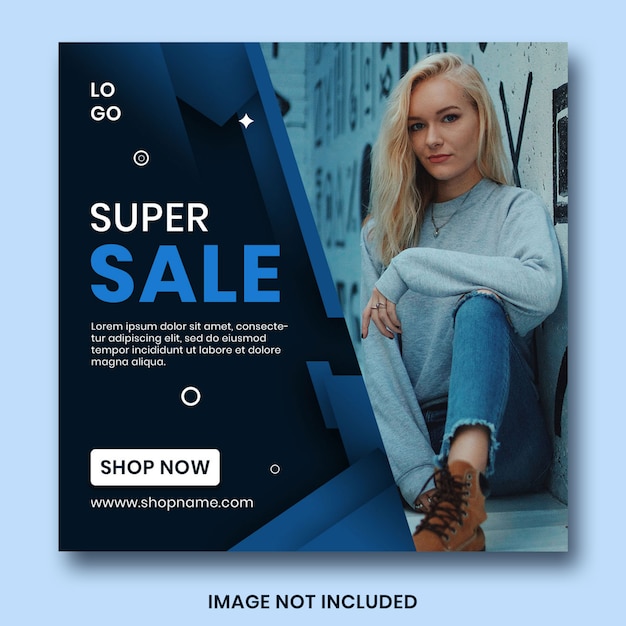 Venta web banner plantilla clásica azul