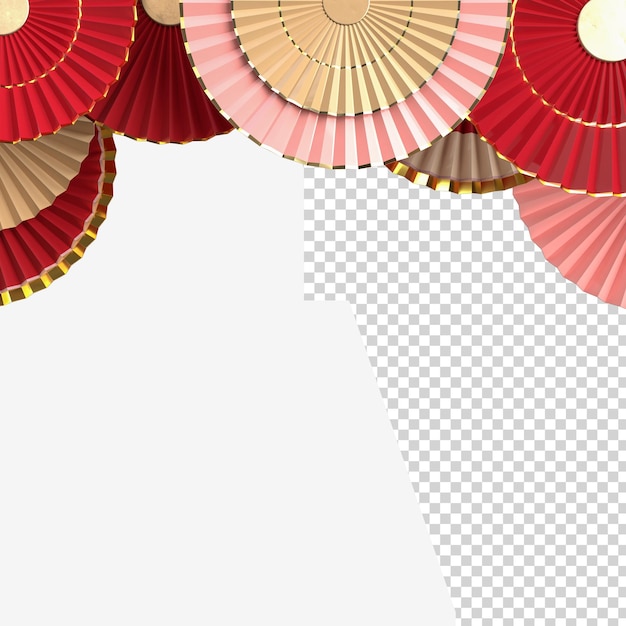 Ventaglio di carta cinese nuovo anno decorazione stile asiatico orientale concetto di felice anno nuovo cinese festival sfondo rendering 3D