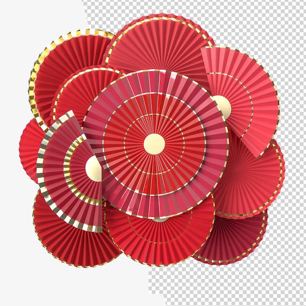 Ventaglio di carta cinese nuovo anno decorazione stile asiatico orientale concetto di felice anno nuovo cinese festival sfondo rendering 3D