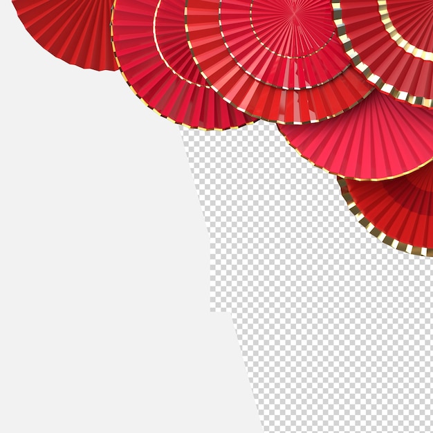 Ventaglio di carta cinese nuovo anno decorazione stile asiatico orientale concetto di felice anno nuovo cinese festival sfondo rendering 3D