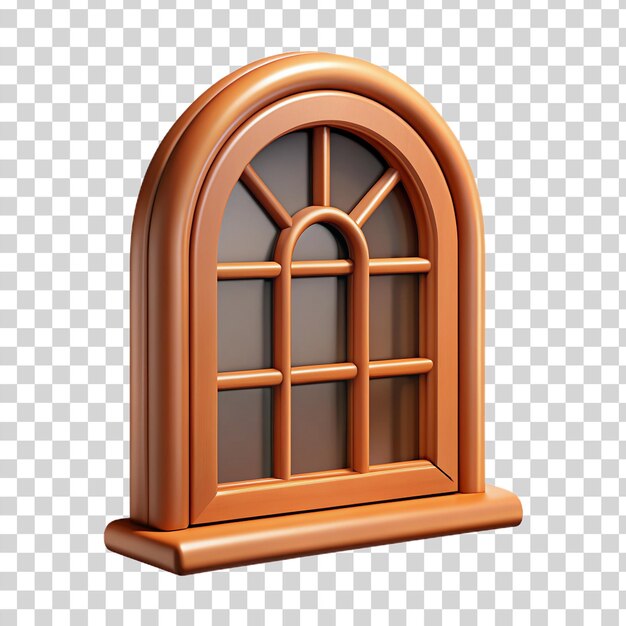 PSD ventana de madera 3d hiperrealista aislada sobre un fondo transparente