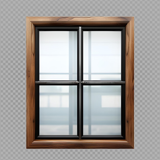 PSD ventana de madera aislada sobre fondo blanco ventana recortada png generativo ai