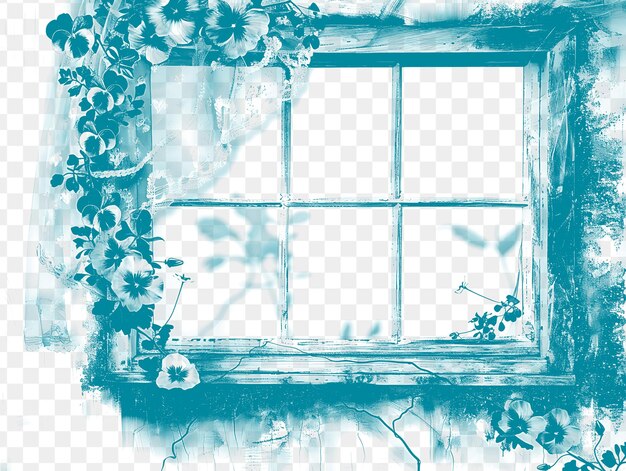 PSD una ventana con un marco de ventana y una imagen de una planta con flores