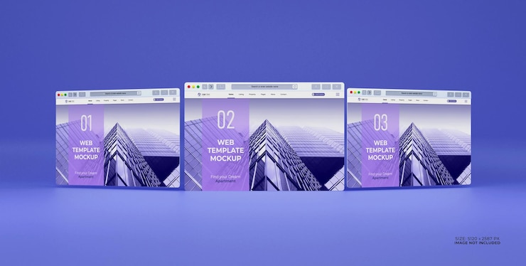PSD ventana de navegador de internet minimal clean para la maqueta 3d de la página de inicio