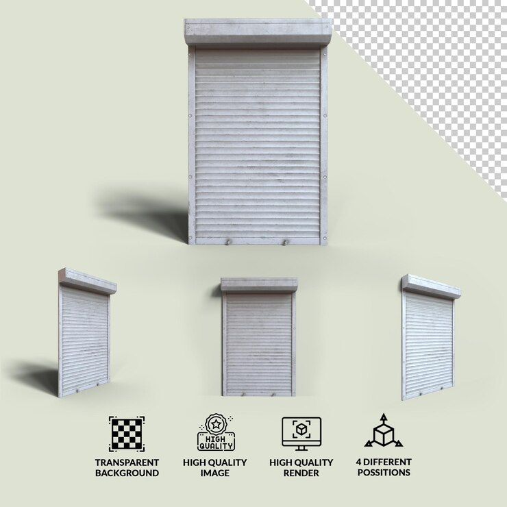 PSD ventana de persiana png con sombra transparente y 4 posesiones diferentes