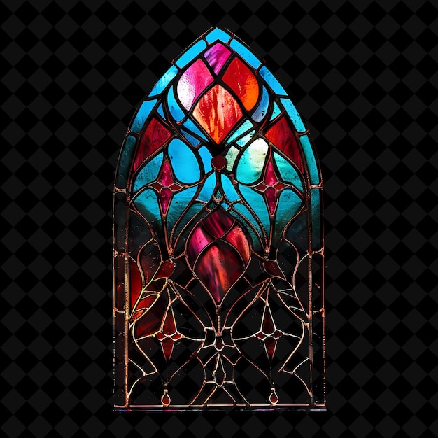 Ventana de vidrio con acentos de neón rojo vibrante hecha con objetos de neón en un fondo oscuro