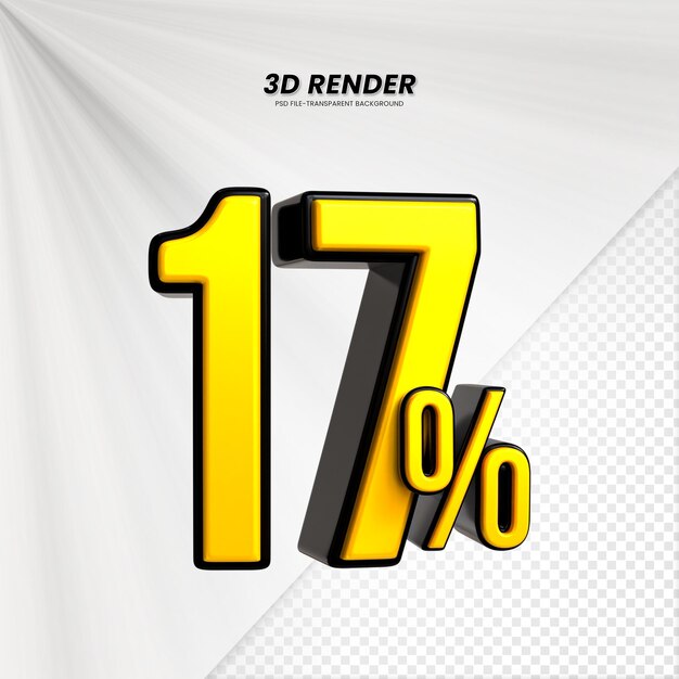 Las ventas de 3D descuento precio etiqueta 3D renderización para la composición 16 por ciento concepto de número