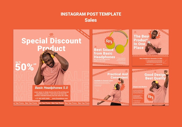 PSD ventas de descuentos en publicaciones de instagram.