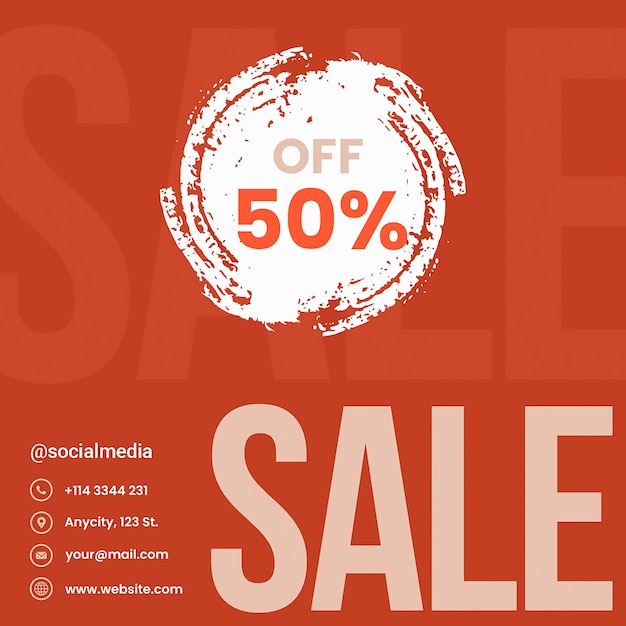 Vente de 50 $ sur le modèle de poste Instagram Psd Design Promotion des médias sociaux Mise en page de vente