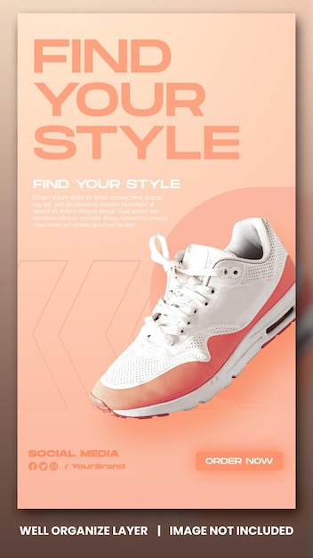 Vente De Chaussures De Sport Pour La Conception De Modèles De Publication Et D'histoires Instagram Sur Les Médias Sociaux