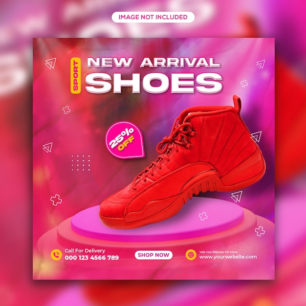 PSD vente de chaussures de sport publication instagram et conception exclusive de bannières de publication sur les réseaux sociaux