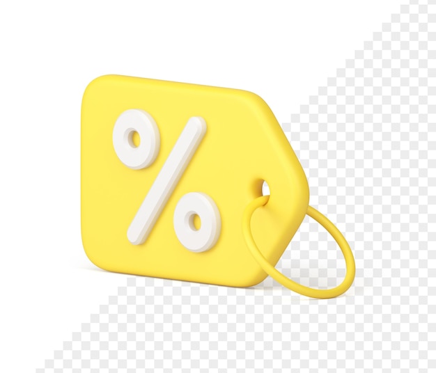 Vente Discount Shopping étiquette Jaune Pourcentage Marketing Offre Spéciale Icône 3d