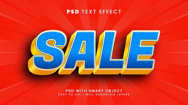 Vente effet de texte modifiable 3d avec style de texte de remise et de promotion