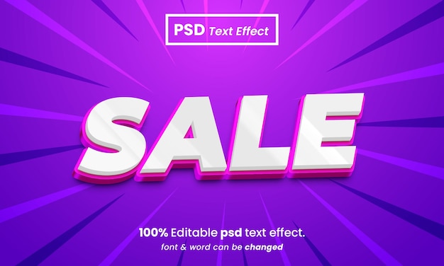 Vente Effet De Texte De Vente Psd Modifiable 3d Brillant